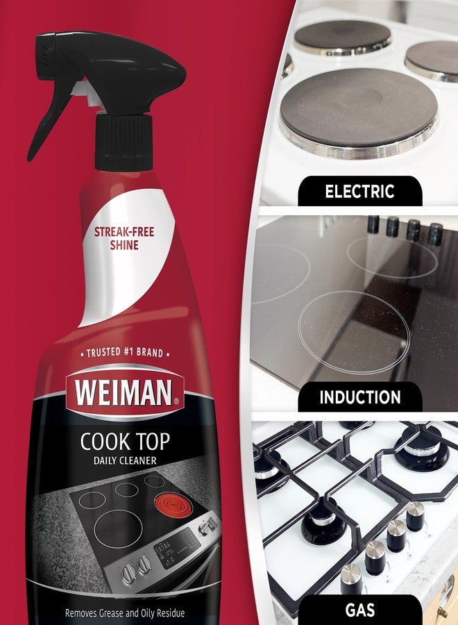 Weiman Glass Cooktop Cleaner & Polish For Daily Use on Ceramic, Induction Stove Top, Removes Grease & Oily Residue, Streak Free Shine, 12 oz, 2 Pack, Micro Fiber Buffing Towel - Image 4