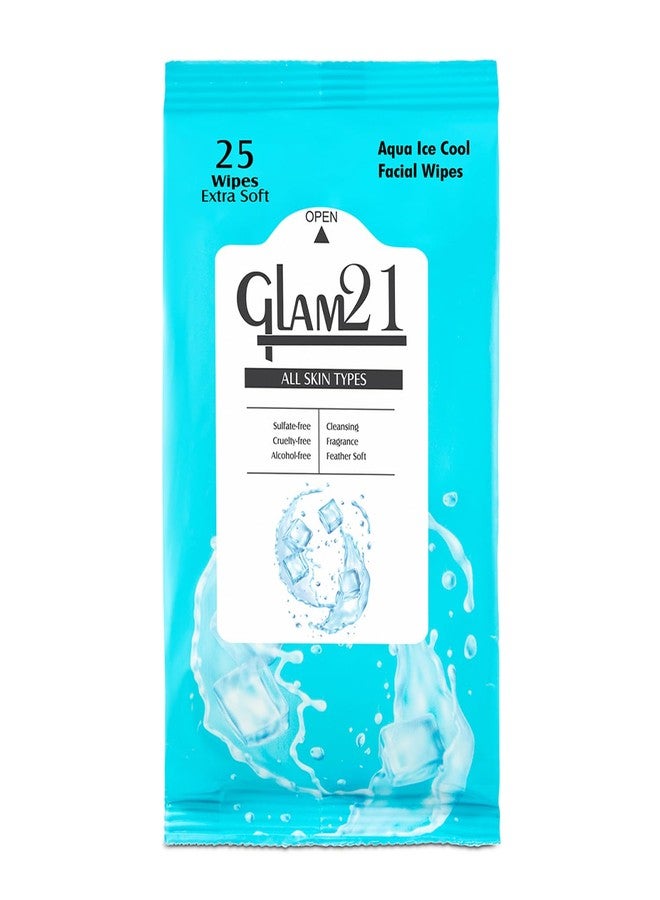 Glam 21 Glam21 Facial Wipes | Super-Soft & Moisturizing |Aqua Ice| Clean Dust & Dirt Particles | 25 Wipes in a Pack - Image 1