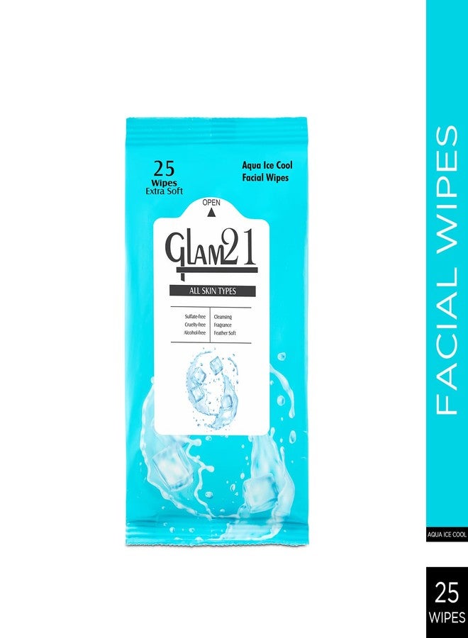 Glam 21 Glam21 Facial Wipes | Super-Soft & Moisturizing |Aqua Ice| Clean Dust & Dirt Particles | 25 Wipes in a Pack - Image 2