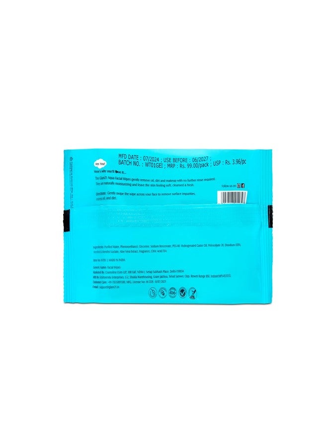 Glam 21 Glam21 Facial Wipes | Super-Soft & Moisturizing |Aqua Ice| Clean Dust & Dirt Particles | 25 Wipes in a Pack - Image 3