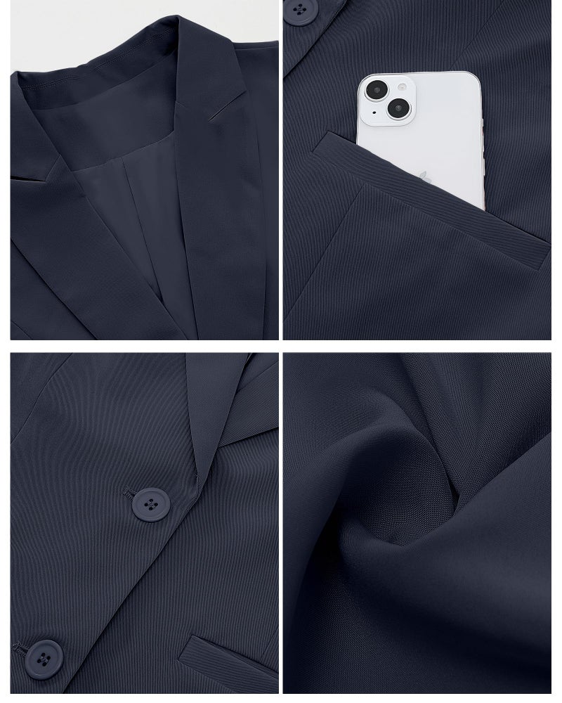 luvamia Blazers for Women Business Casual Long Blazer Jackets Dressy Work Professional Office Outfits Lapel Pockets Suit Jackets for Women Extra Long Blazer Navy Blue Size Medium Size 8 Size 10 - Image 5