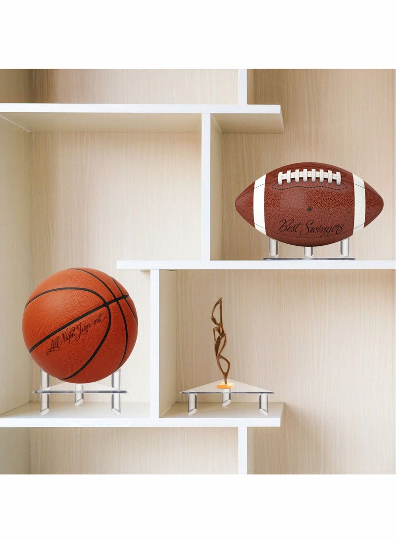 Excefore Acrylic Ball Stand Display Holder Sports Ball Storage Rack for Football Basketball Volleyball and Soccer Ball (Transparent)2 PCS  - Image 4
