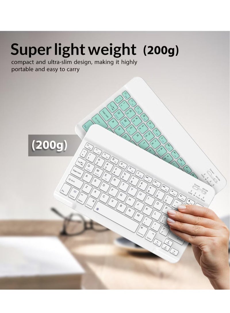 ACLIX Set of Rechargeable Bluetooth Keyboard and Mouse - Compact and Slim - Portable Wireless Mouse/Keyboard Set - Android/iOS/Windows - Smart Phone/Tablet/PC - iPhone iPad Pro Air Mini, iPad OS/iOS (White) - Image 2
