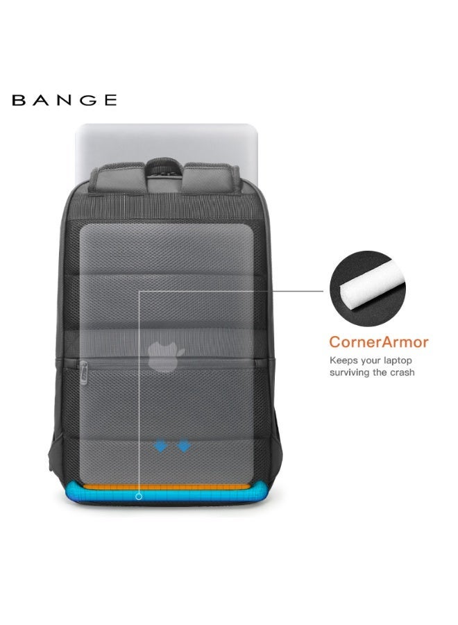 BANGE  Large Capacity Daily 15.6inch Light Waterproof Business Laptop Men Backpack 3065 Black - Image 3