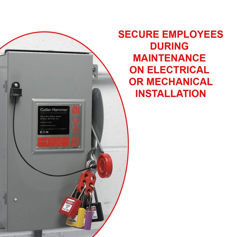 Master Lock 421 Lockout Tagout Hasp with Vinyl-Coated Handle and Extended Jaw, Red, "1-1/2"" Inside jaw Diameter" - Image 5