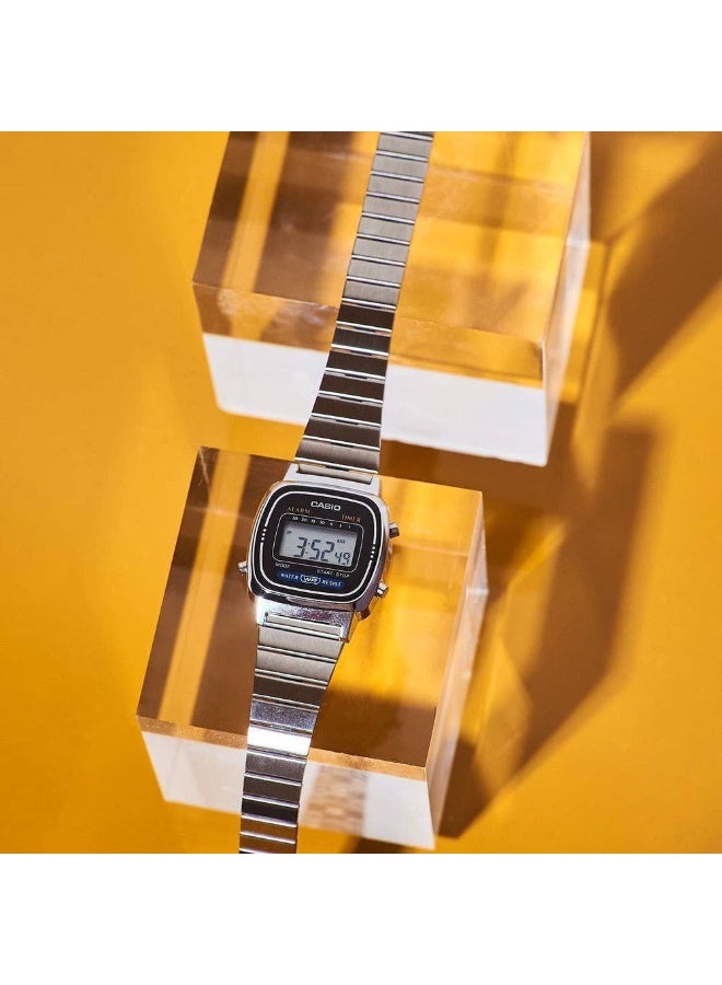 Casio Silver Digital Watch for Women | Classic Retro Stainless Steel Waterproof Alarm Timer Watch - Image 5