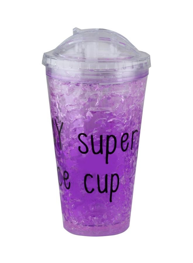 Home Super Cup Printed Plastic Frosty Cup Purple/Black/Clear 10.5x20x11cm - Image 1