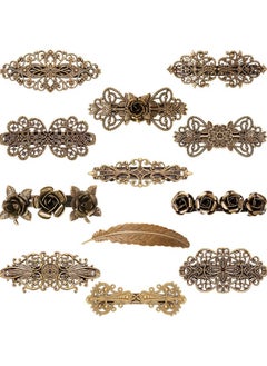 Geyoga 12 Pieces Vintage Metal Hair Clips Retro French Hair Barrettes Minimalist Hair Clip Geometric Hollow Hair Pins For Women Girls (Style Set 1)  - Image 2