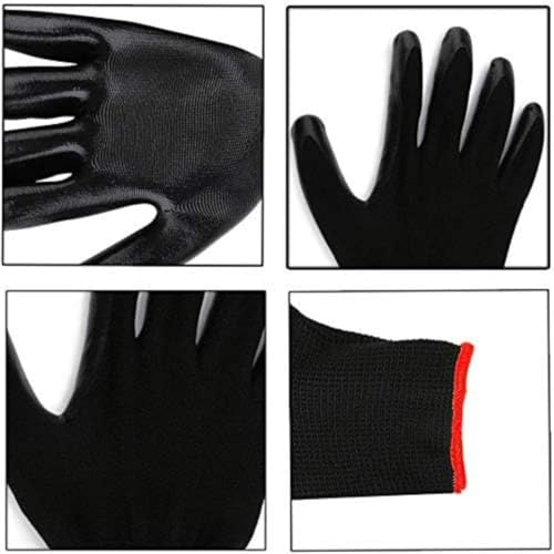 SR TRENDS Safety Gloves - Nylon Nitrile Coated Industrial & Home Cut Resistant Hand Gloves (BLACK (PU COATED), PACK OF 24 PAIRS) - Image 2