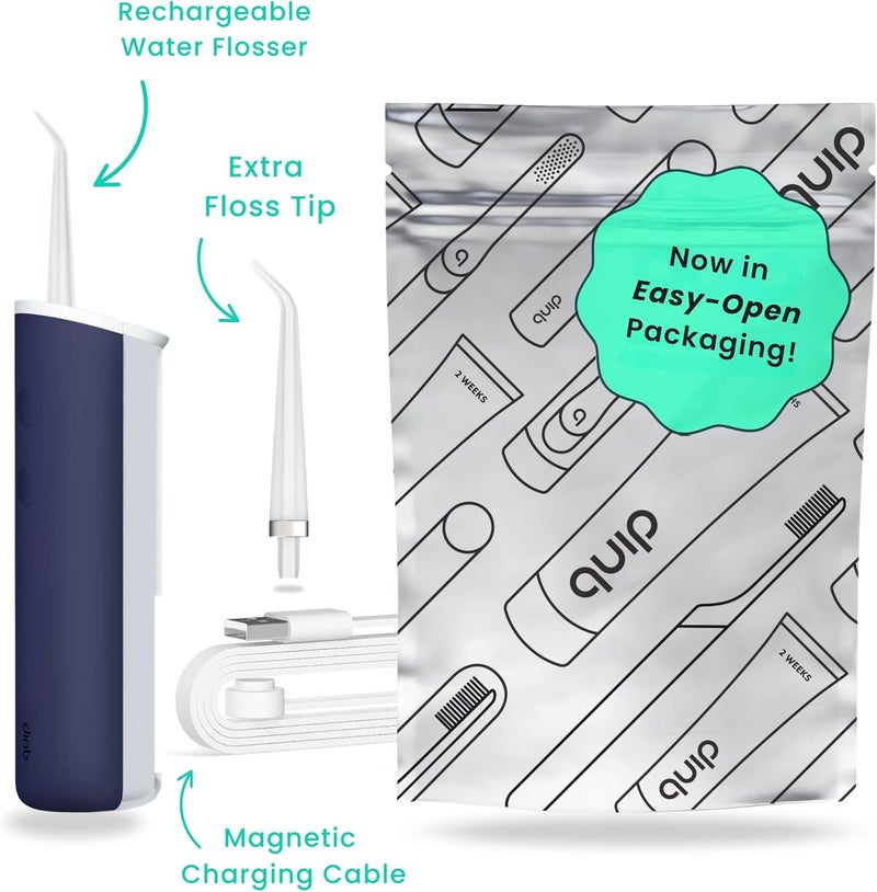 quip Water Flosser with Replacement Tip - Cordless Water Flosser with Adjustable Pressure - Teeth Cleaner Pick with 360 Degree Rotating Replaceable Tip, Rechargeable Water Dental Pick - Midnight Blue - Image 2