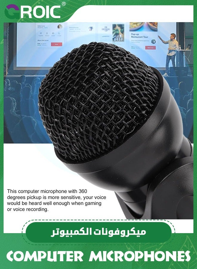 GROIC Microphone for Computer Computer Microphone, USB Plug and Play Omnidirectional Mic with Desktop Stand for Gaming, Studio, for PC, Laptop - Image 2