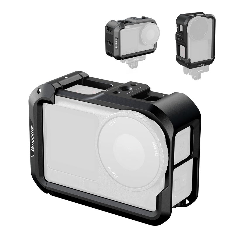 SMALLRIG Action 6 Cage for DJI Osmo Action 6 with Expansion Interfaces, Cold Shoe, 1/4"-20 Threaded Hole, Quick Release, Aluminum Action Camera Cage for DJI Action 6, Protective Frame Cage - 5888 - Image 1