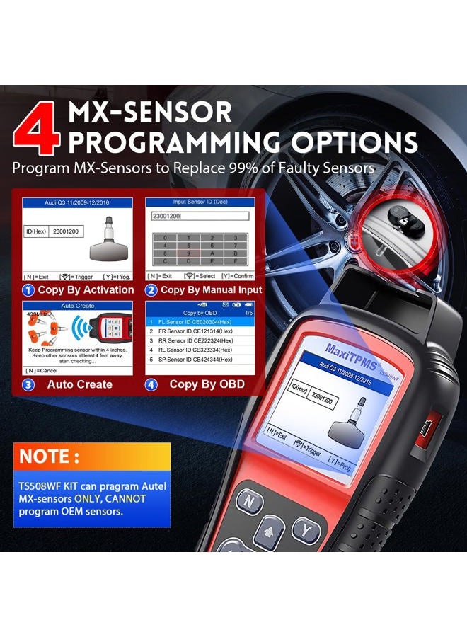 Autel MaxiTPMS TS508WF Relearn Tool (Original 2025 New) Upgraded of TS508, TS601, Program MX-Sensors(315/433 MHz), Activate/Relearn All Sensors, TPMS Reset, Read/Clear TPMS DTCs, Free Update - Image 4