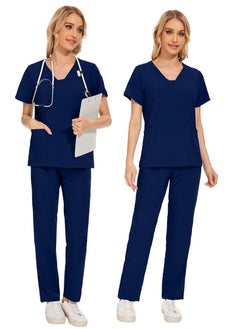 Gasin Medical Scrub, Women's Medical Scrub, Dark Blue, Medical Uniform, Medical Scrub Set  - Image 2