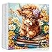 PICKFORU Highland Cow Puzzles for Adults 1000 Pieces Flower Book Cute Cow Themed Floral Garden Nature Animal Plant Jigsaw Puzzle - Image 2