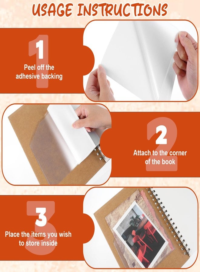 Larrel 10PCS Adhesive Clear Corner Pockets, 6x6 Inch Sticky Pocket Sleeves, Corner Storage Pockets for Add Extra Storage Space to Folder, Notebook and Journal, Planner Accessories for Home, Office, School - Image 3