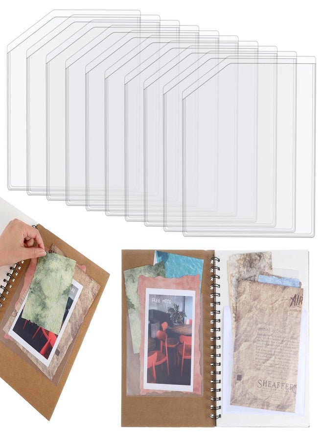 Larrel 10PCS Adhesive Clear Corner Pockets, 6x6 Inch Sticky Pocket Sleeves, Corner Storage Pockets for Add Extra Storage Space to Folder, Notebook and Journal, Planner Accessories for Home, Office, School - Image 1
