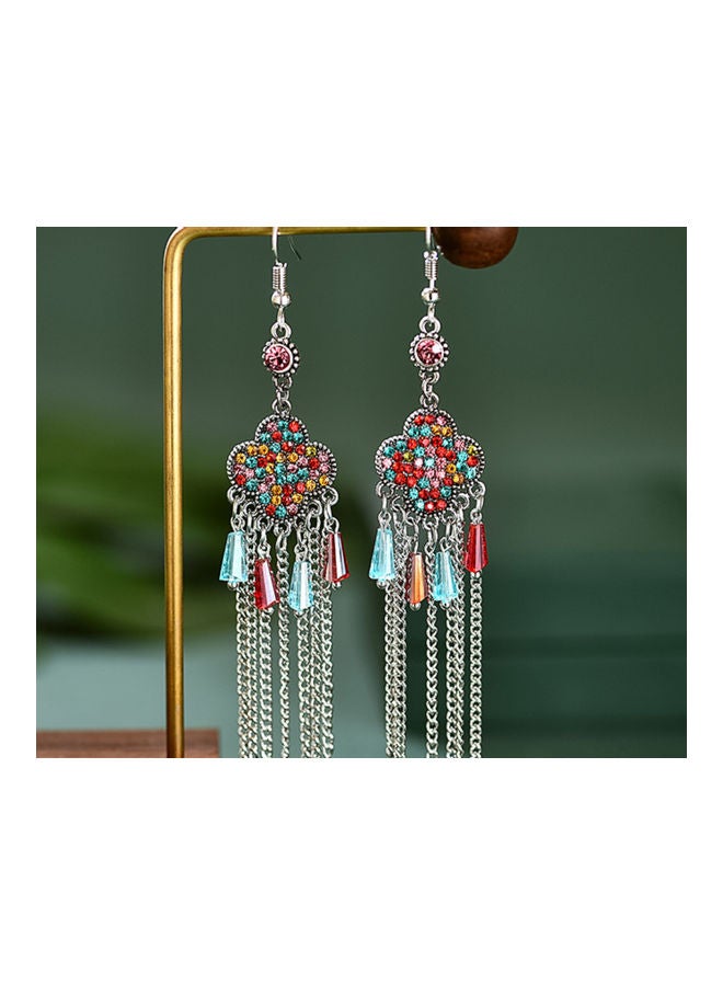 اليشمك أقراط متدلية بتصميم ورقة برسيم رباعية الأوراق مرصعة بحجر الراين - Image 2