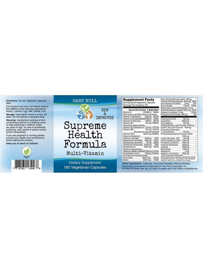 Gary Null Supreme Health Formula 180 Vegi-caps New and Improved - Image 2