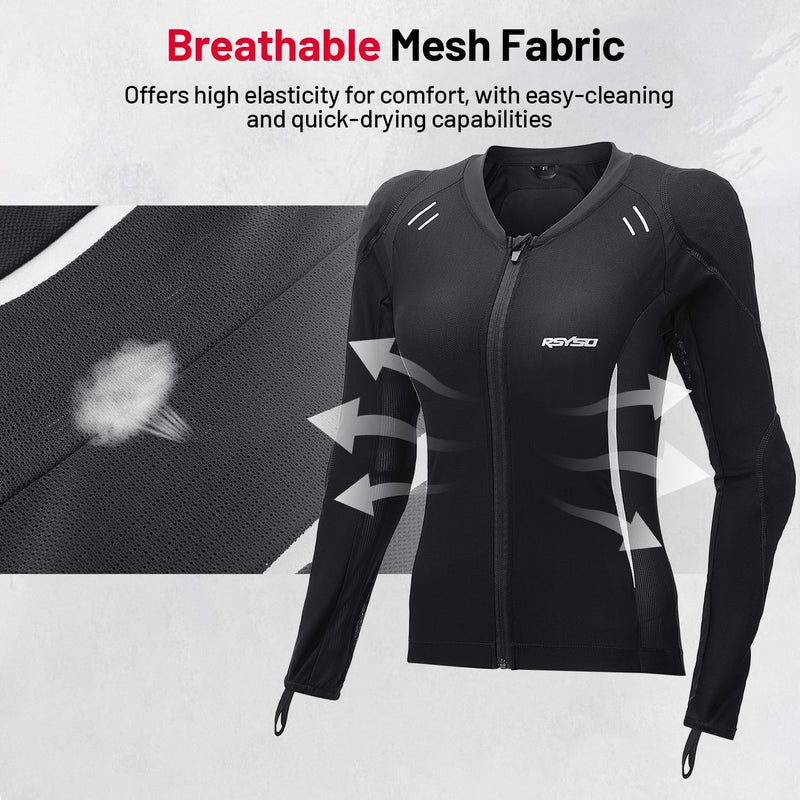 RSYSO Mesh Motorcycle Jacket Women with CE Certified Protective Armored Mesh Jacket with Reflective Strips, All Season Motorcycle Riding Shirt for Motorcycle Bicycle Scooter Riding Gear - Image 3