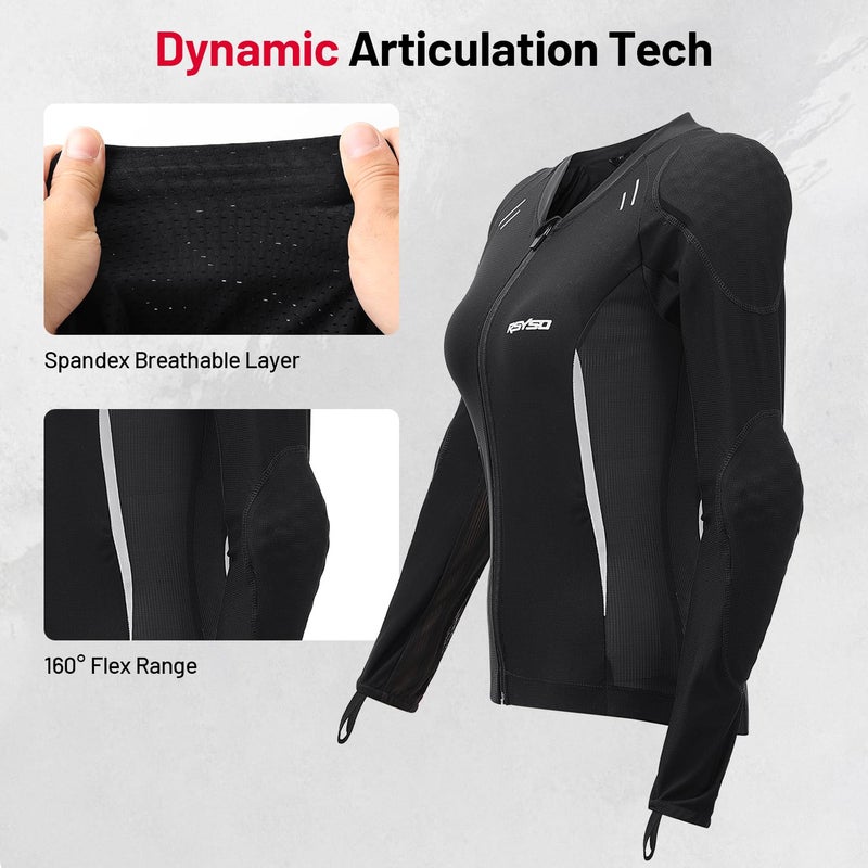 RSYSO Mesh Motorcycle Jacket Women with CE Certified Protective Armored Mesh Jacket with Reflective Strips, All Season Motorcycle Riding Shirt for Motorcycle Bicycle Scooter Riding Gear - Image 4