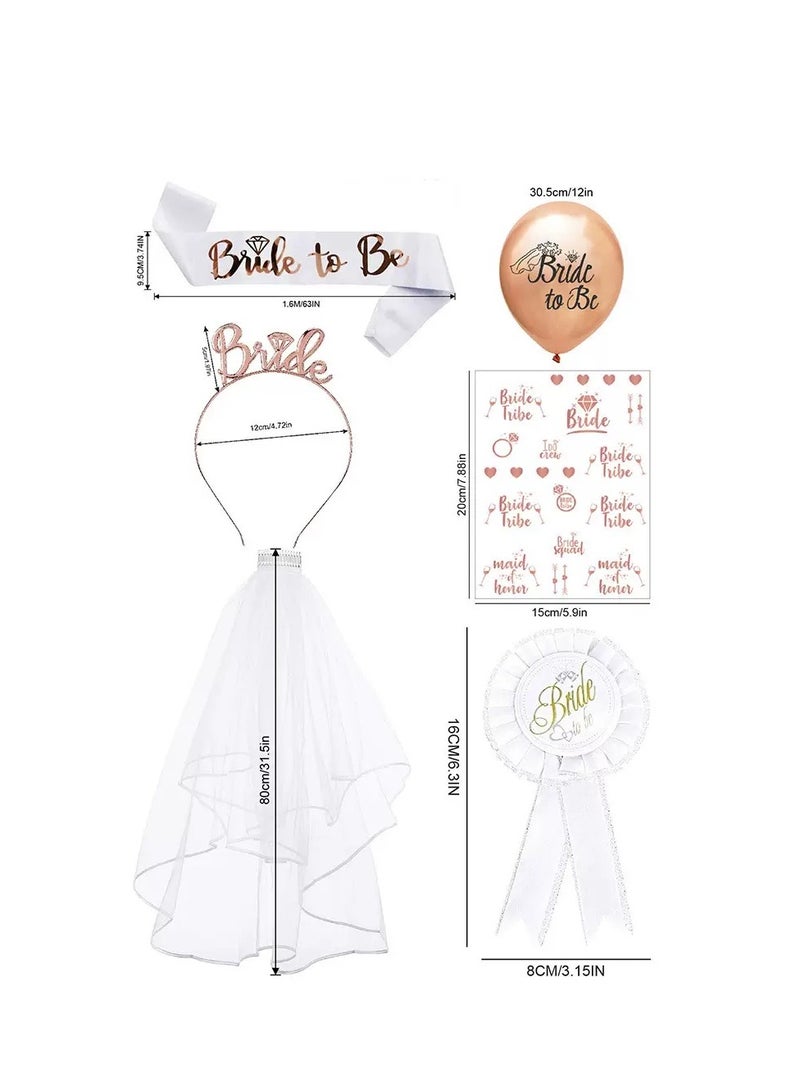 حزام إتيكيت حفل توديع العزوبية، حزام كتف العروس، حجاب حفل الزفاف، مجموعة أساور وعصابات رأس - Image 3