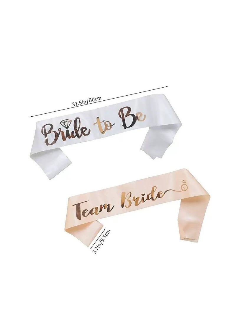 حزام إتيكيت حفل توديع العزوبية، حزام كتف العروس، حجاب حفل الزفاف، مجموعة أساور وعصابات رأس - Image 2