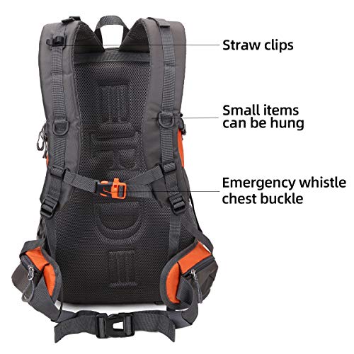 FENGDONG 40L Waterproof Lightweight Outdoor Daypack Hiking,Camping,Travel Backpack for Men Women Orange - Image 5
