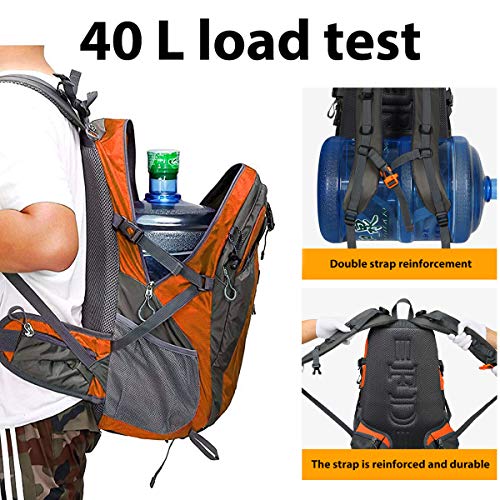 FENGDONG 40L Waterproof Lightweight Outdoor Daypack Hiking,Camping,Travel Backpack for Men Women Orange - Image 4