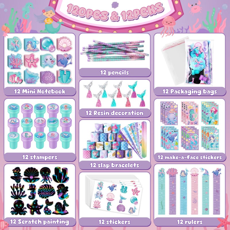 BenLouis 120Pcs Mermaid Party Favors Little Mermaid Pencils Stickers School Stationery Bulk for Kids Sea Birthday Decor Baby Shower Candy Goodie Bag Stuffer Classroom Rewards Pinata Supplies - Image 2