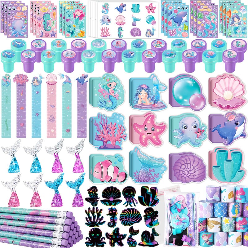 BenLouis 120Pcs Mermaid Party Favors Little Mermaid Pencils Stickers School Stationery Bulk for Kids Sea Birthday Decor Baby Shower Candy Goodie Bag Stuffer Classroom Rewards Pinata Supplies - Image 1
