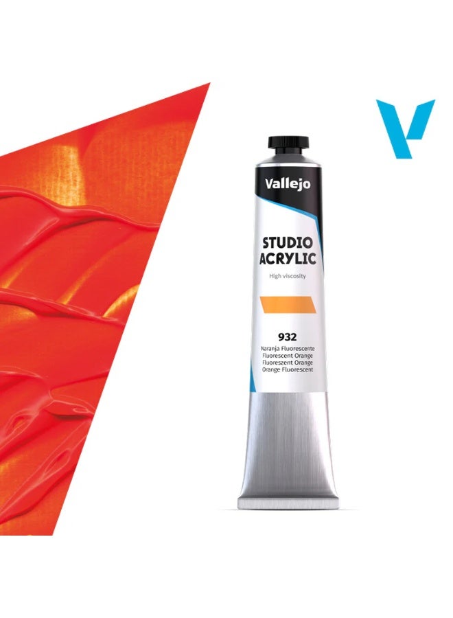 فاليجو طلاء أكريليك ستوديو برتقالي فلوري 58 مل - طلاء أكريليك برتقالي نيون جريء - (21932)