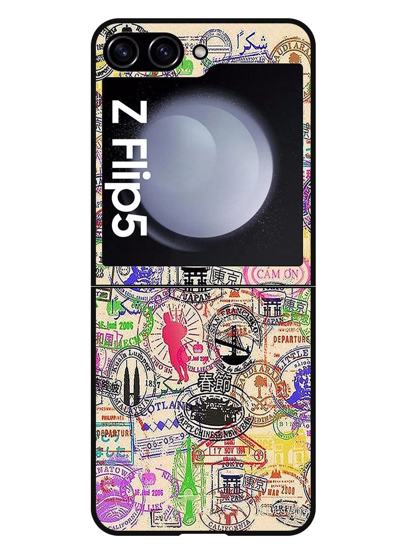 Theodor Protective Case Anti Scratch Shock Proof Bumper Cover For Samsung Galaxy Z Flip 5 Passport Stamp - Image 1