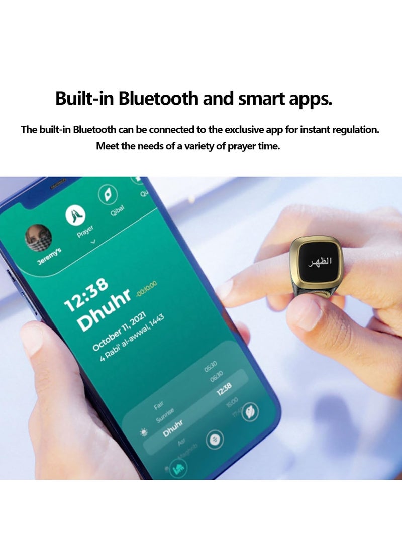 New Zikr Smart Ring OLED Display Tasbih Counter with Include 3 Compatible Sizes(20mm) 5 Prayer Reminder, 3 Tasbih Reminder, BT Connectivity Black - Image 3