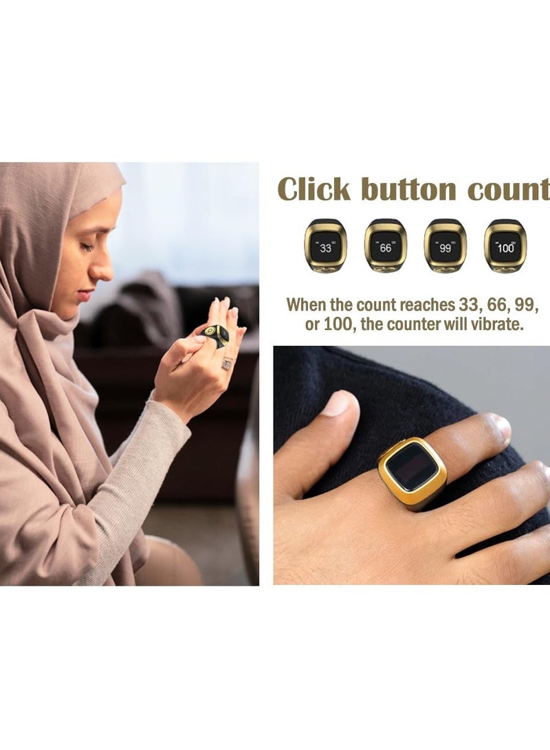 New Zikr Smart Ring OLED Display Tasbih Counter with Include 3 Compatible Sizes(20mm) 5 Prayer Reminder, 3 Tasbih Reminder, BT Connectivity Black - Image 5