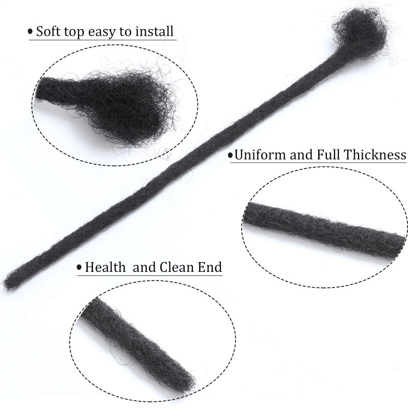 MIUULAAR Loc Extension Human Hair 0.4cm Thickness 8 Inch 100 Strands Natural Black Full Handmade Permanent Locs Can Be Dyed and Bleached for Women Men Kids Dreadlock Extensions Real Human Hair - Image 3