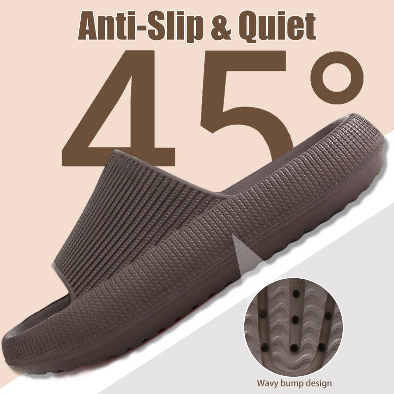 rosyclo Cloud Slides for Woman and Man, Pillow House Slippers Super Soft Comfy Non-Slip Floor Bathroom Shower Shoes Cloud Cushion Slide Sandals for Indoor Outdoor, Dark Chocolate - Image 3