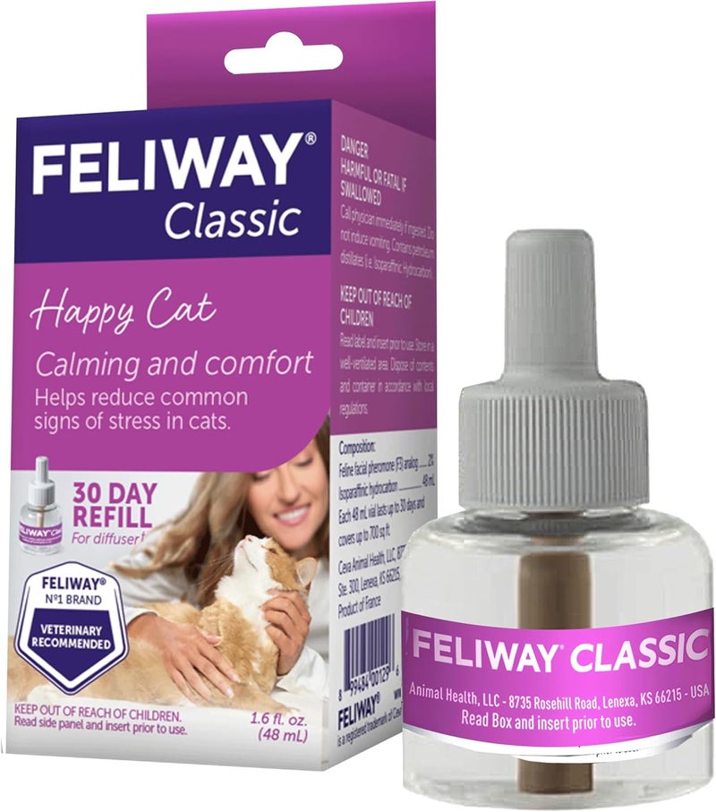 Feliway Trendy natural assorted colors 30 Day Diffuser Refill for Cats, Pack of 1, 1 CT Labor saving - Image 1