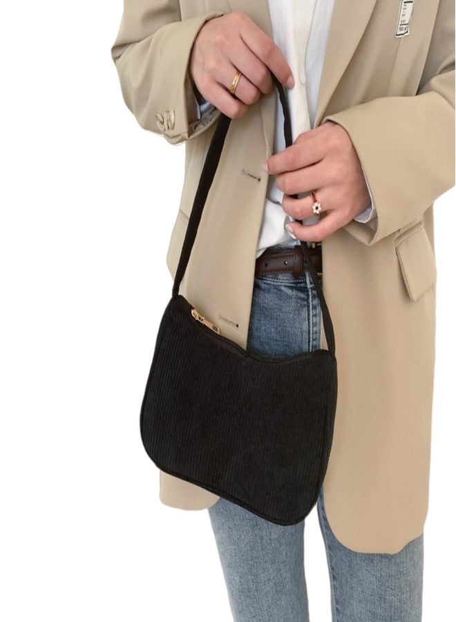 Caviotess Fashion Corduroy Underarm Bag Casual Women Tote Shoulder Bag Clutch Purse Travel Handbag - Image 4