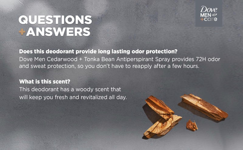 Dove Men+Care دوف للرجال + العناية رذاذ مضاد للتعرق خشب الأرز + تونكا 4 عد 72 ساعة حماية مع مرطب نباتي 3.8 أونصة - Image 4