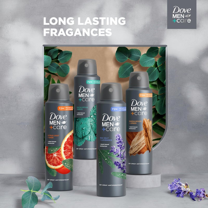 Dove Men+Care دوف للرجال + العناية رذاذ مضاد للتعرق خشب الأرز + تونكا 4 عد 72 ساعة حماية مع مرطب نباتي 3.8 أونصة - Image 2