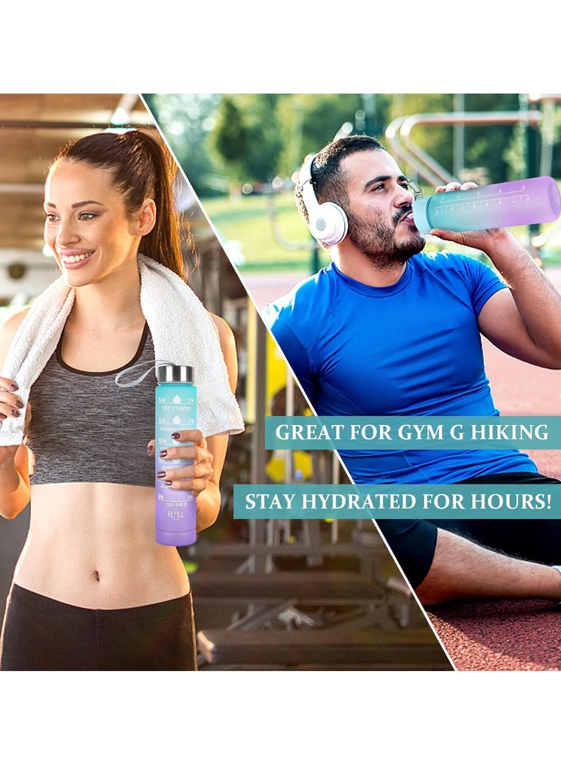 زجاجة مياه 3 في1 مع مؤقت شرب وشفاطة من 3 قطع، زجاجة مياه تحفيزية 300/900/2000 مل لتر مانعة للتسرب وخالية من بيسفينول أ، زجاجة مياه رياضية للياقة البدنية والصالة الرياضية والأماكن الخارجية، - Image 2