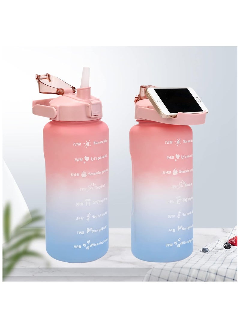 زجاجة مياه 3 في1 مع مؤقت شرب وشفاطة من 3 قطع، زجاجة مياه تحفيزية 300/900/2000 مل لتر مانعة للتسرب وخالية من بيسفينول أ، زجاجة مياه رياضية للياقة البدنية والصالة الرياضية والأماكن الخارجية، - Image 3