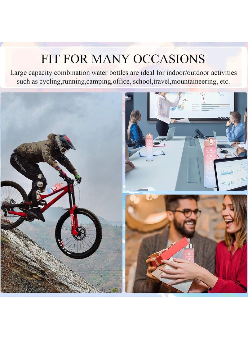 زجاجة مياه 3 في1 مع مؤقت شرب وشفاطة من 3 قطع، زجاجة مياه تحفيزية 300/900/2000 مل لتر مانعة للتسرب وخالية من بيسفينول أ، زجاجة مياه رياضية للياقة البدنية والصالة الرياضية والأماكن الخارجية، - Image 4