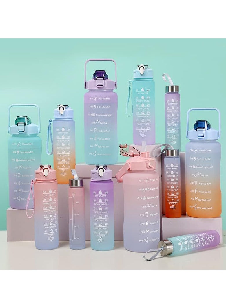 زجاجة مياه 3 في1 مع مؤقت شرب وشفاطة من 3 قطع، زجاجة مياه تحفيزية 300/900/2000 مل لتر مانعة للتسرب وخالية من بيسفينول أ، زجاجة مياه رياضية للياقة البدنية والصالة الرياضية والأماكن الخارجية، - Image 5