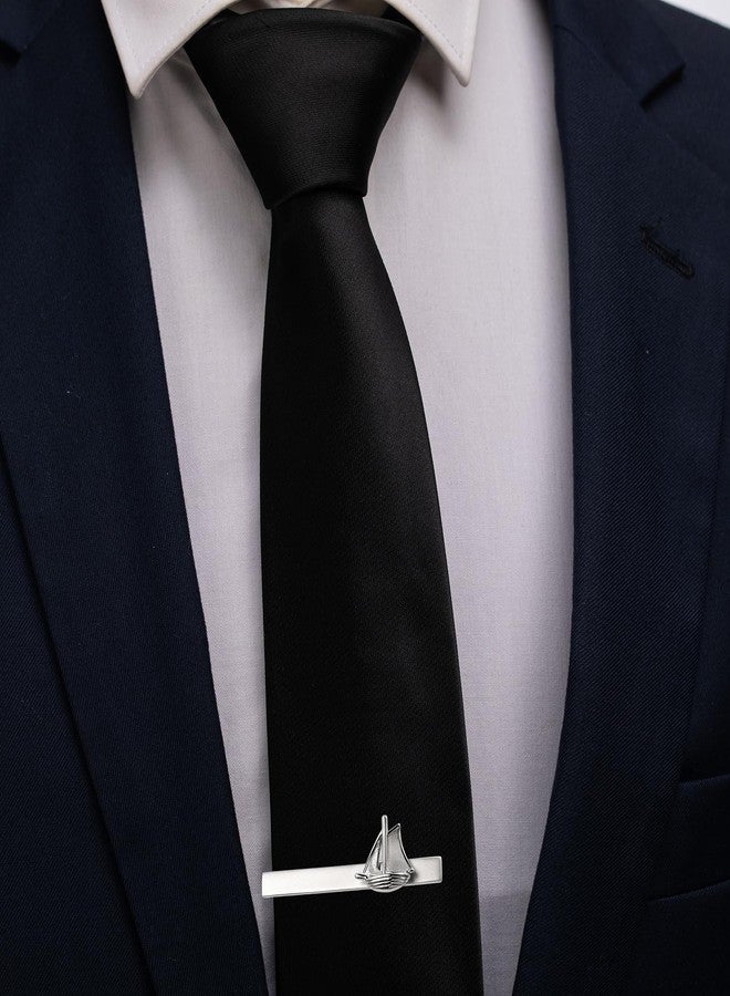 HAWSON 2.2 Inch Men's Nautical Sailboat Tie Clip Silver Tie Bar for Yacht Weddings, Navy Events, Holiday Durable Marine-Themed Accessories for Groomsmen & Maritime Professionals - Image 2