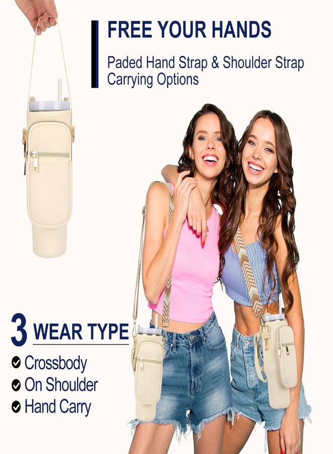 GOEWY Water Bottle Carrier Bag Stanley Cup Accessories with Adjustable Shoulder Strap & Phone Pocket Fits 40oz Tumbler with Handle Ideal Gift for Women - Image 3