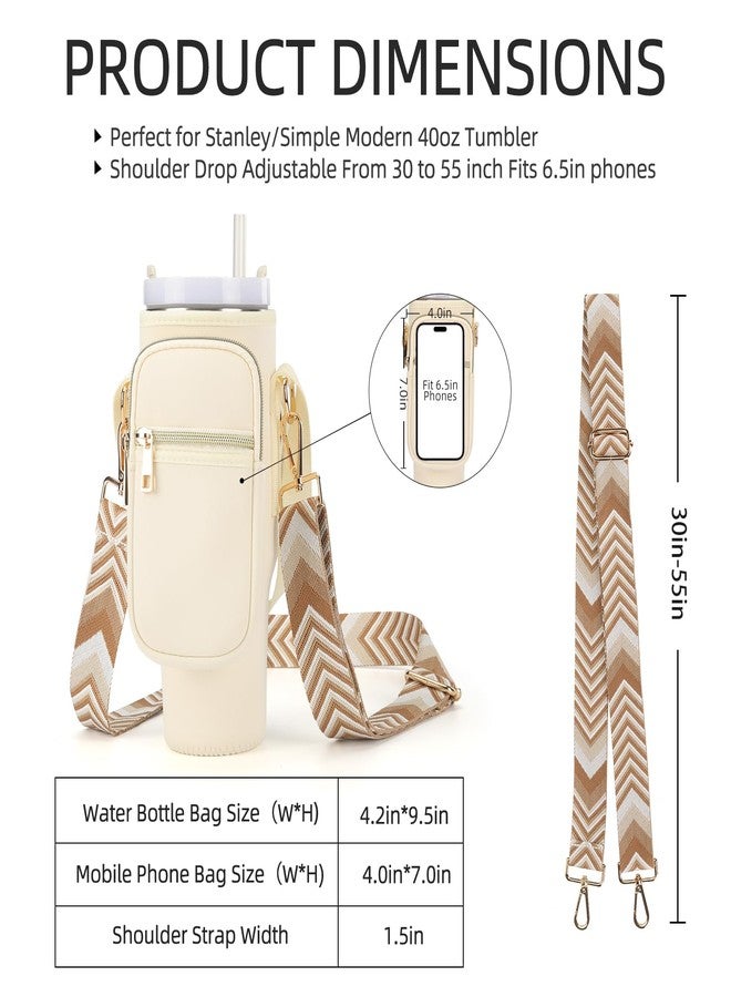 GOEWY Water Bottle Carrier Bag Stanley Cup Accessories with Adjustable Shoulder Strap & Phone Pocket Fits 40oz Tumbler with Handle Ideal Gift for Women - Image 2