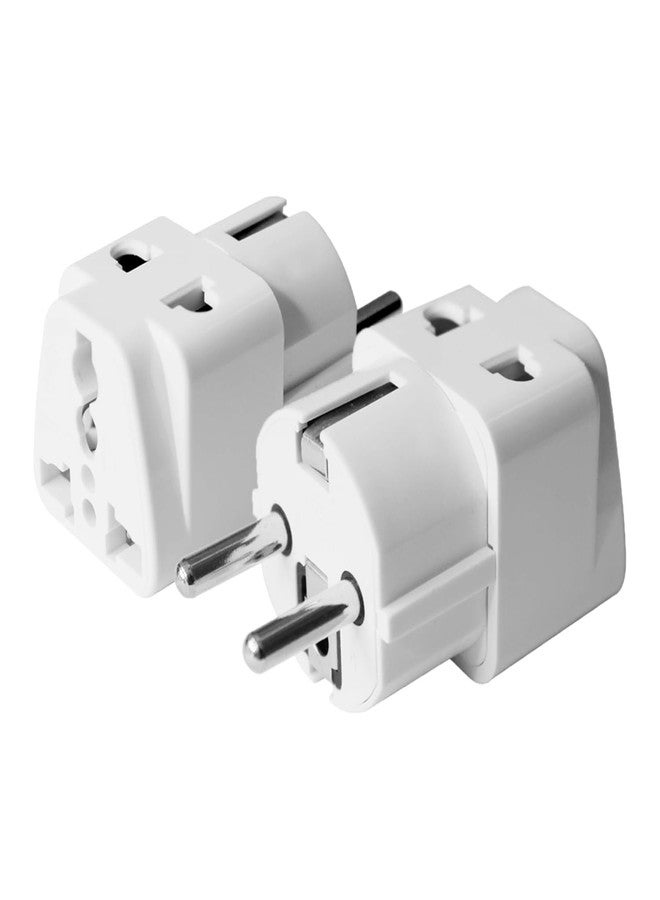 MX Europe Travel Adapter India to Europe Schuko Plug- multiplug Adapter 2 pin 3 Pin Plug Universal Socket Type E/F European Plug Adapter Worldwide Universal Adapter Use HomeOffice (White_2 pcs) - Image 1