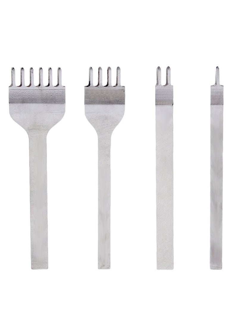 Generic Generic Set 4pcs DIY Leather Craft Tools Hole Punches Stitching Punch Tool Set Prong 4mm  - Image 1